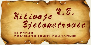 Milivoje Bjelopetrović vizit kartica